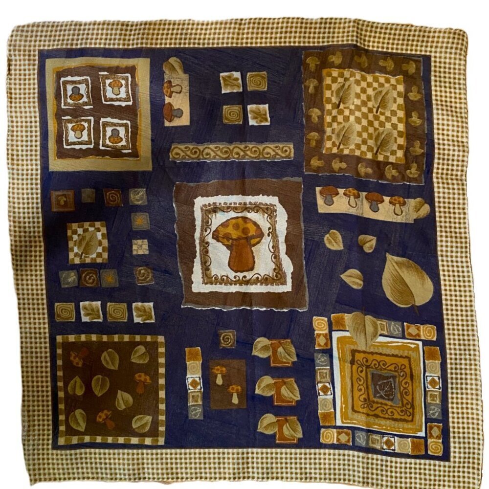 Whimsical vintage mushroom and forest square scarf